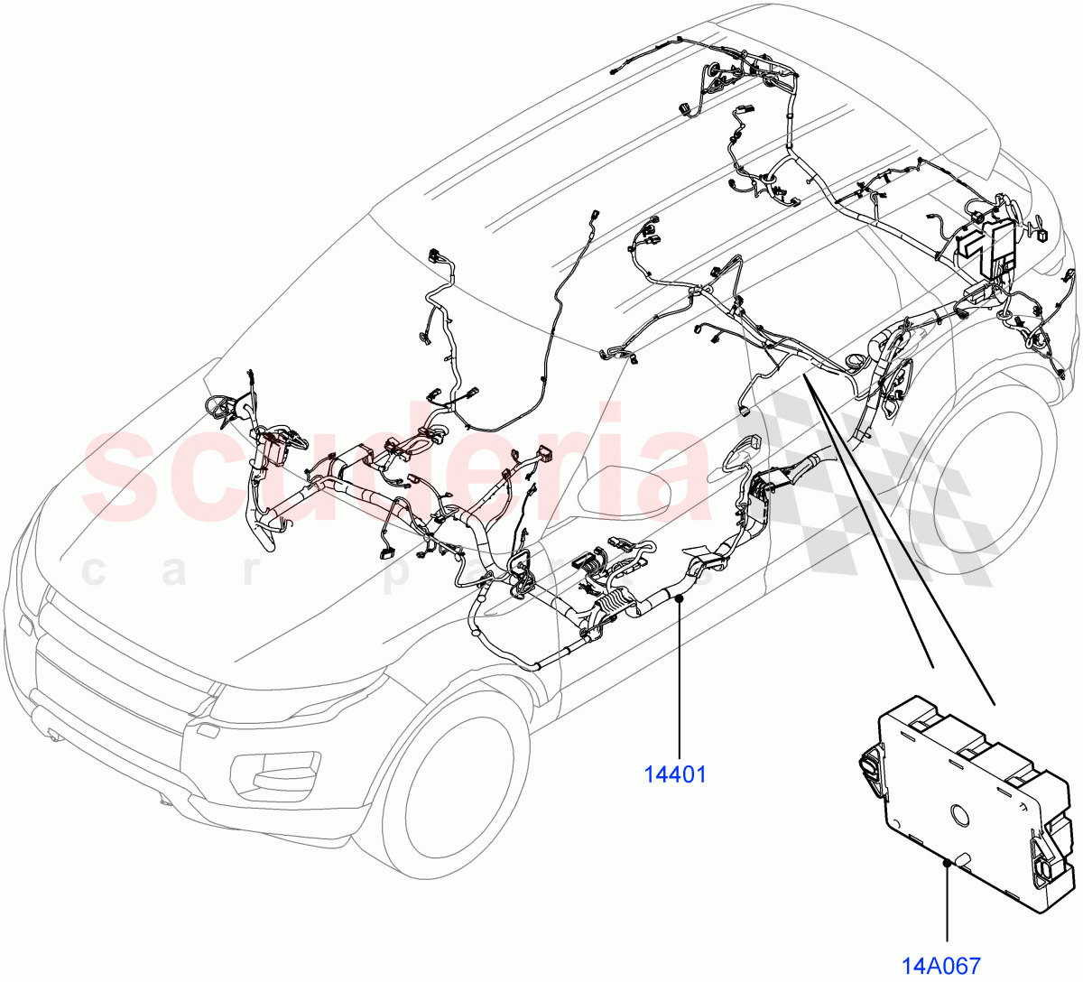 Electrical Wiring - Engine And Dash (Main Harness) (5 Door, Itatiaia (Brazil)) ((V) FROMGT000001) of Land Rover Land Rover Range Rover Evoque (2012-2018) [2.2 Single Turbo Diesel]