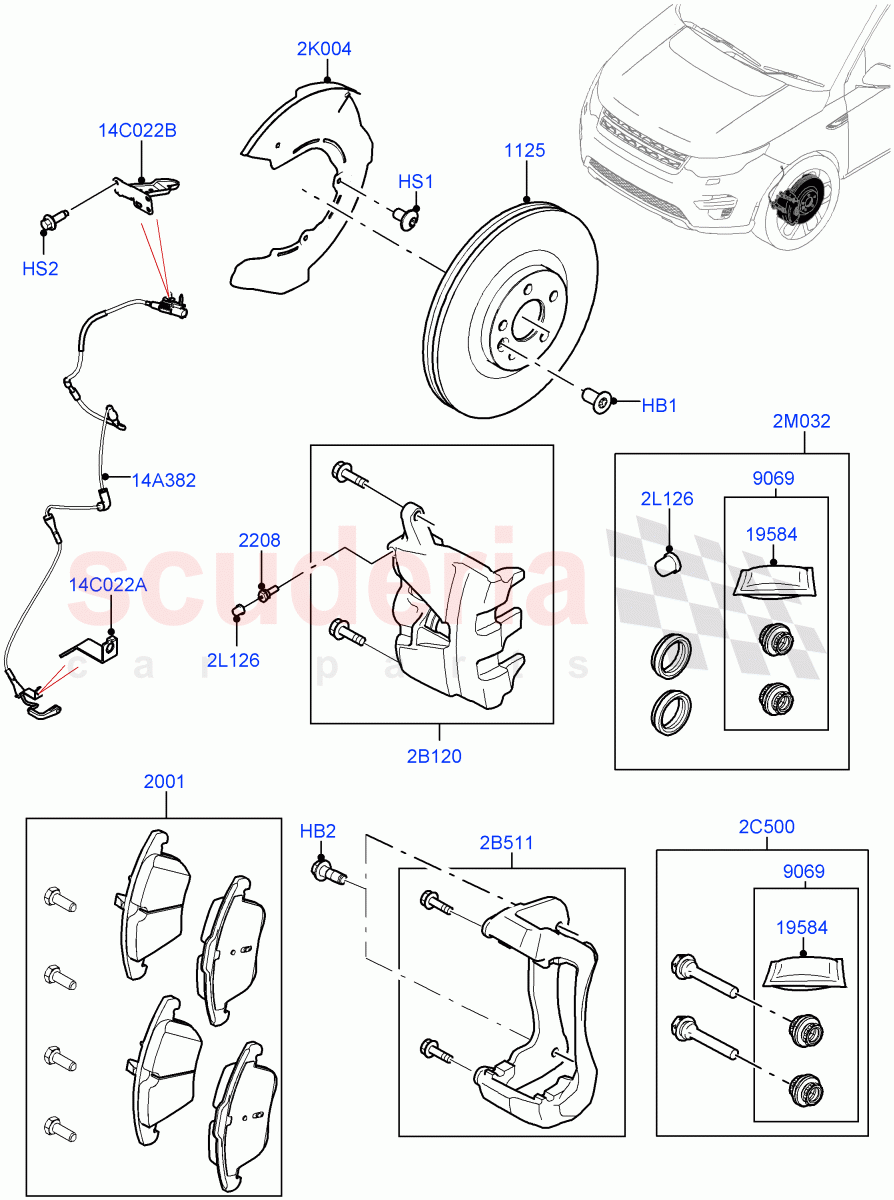 Front Brake Discs And Calipers (Itatiaia (Brazil), Disc And Caliper Size-Frt 18/RR 16, Disc And Caliper Size-Frt 18/RR 17, Front Disc And Caliper Size 18) ((V) FROMJT000001) of Land Rover Land Rover Discovery Sport (2015+) [2.0 Turbo Petrol GTDI]