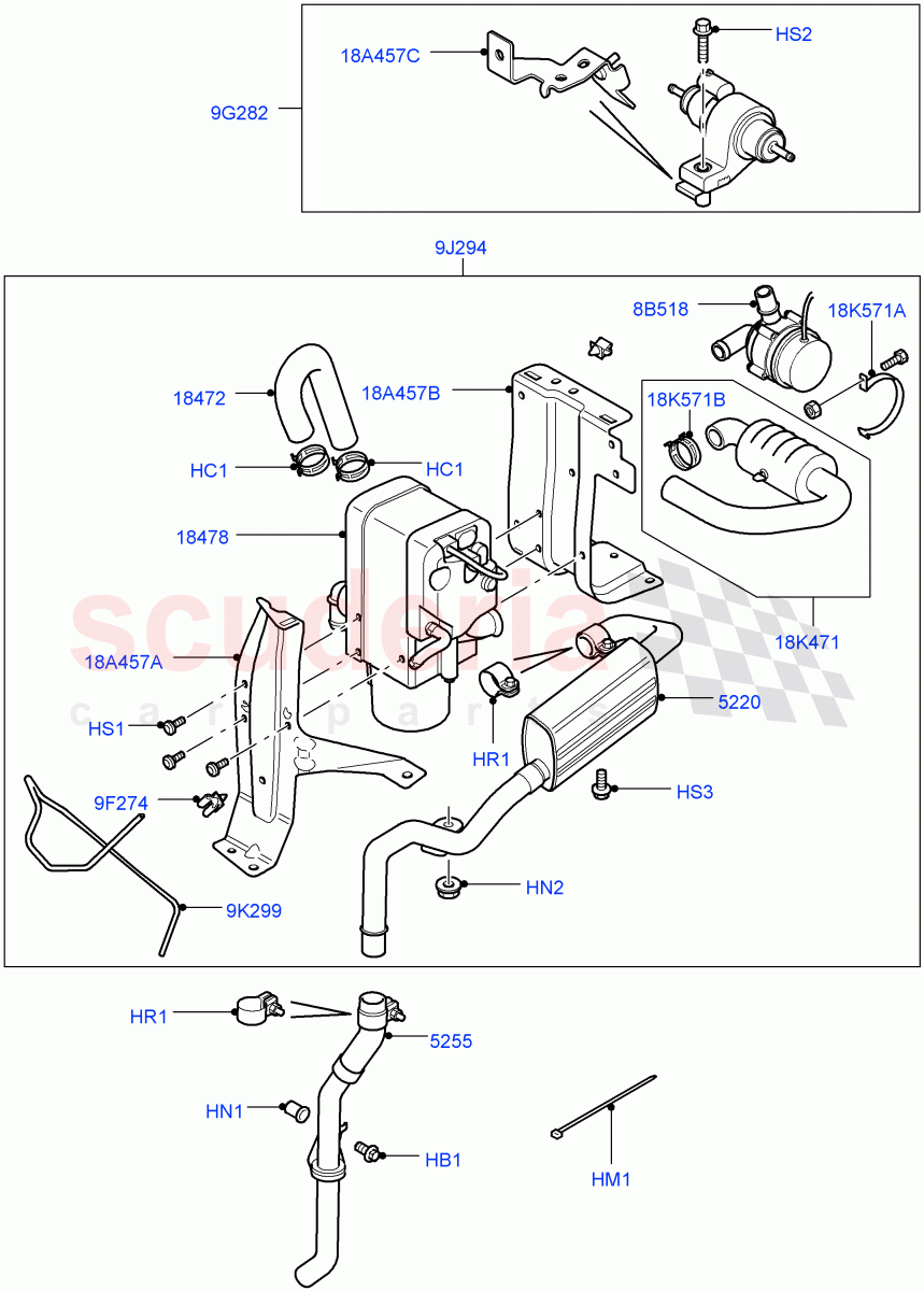 Auxiliary Fuel Fired Pre-Heater(Page A)(With Fuel Fired Heater)((V)TO9A999999) of Land Rover Land Rover Range Rover Sport (2005-2009) [4.4 AJ Petrol V8]