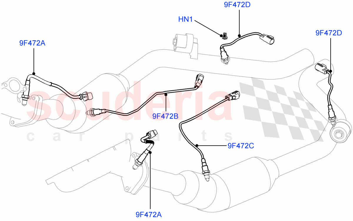 Exhaust System(Exhaust System Sensors)(3.0L DOHC GDI SC V6 PETROL,ULEV II Requirements,EU6 Emissions,EU2,Euro Stage 4 Emissions,Japan Requirements,Proconve L5 Brazil,SULEV Requirements,Proconve L6 Emissions,Stage V European Emissions) of Land Rover Land Rover Range Rover (2012-2021) [3.0 DOHC GDI SC V6 Petrol]