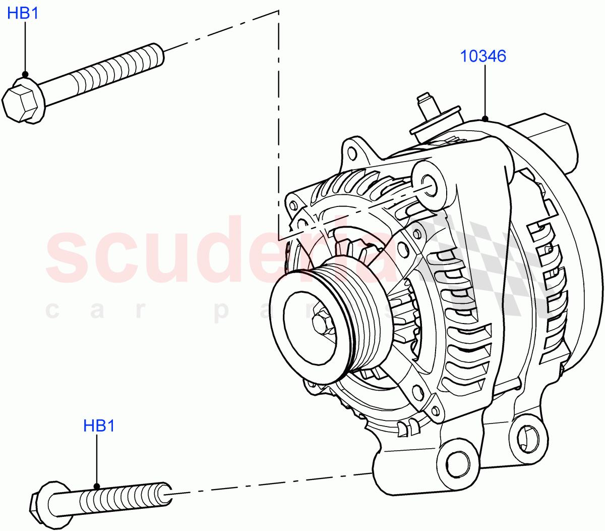 Alternator And Mountings (3.0L DOHC GDI SC V6 PETROL, 5.0L P AJ133 DOHC CDA S/C Enhanced) of Land Rover Land Rover Range Rover Velar (2017+) [3.0 I6 Turbo Petrol AJ20P6]