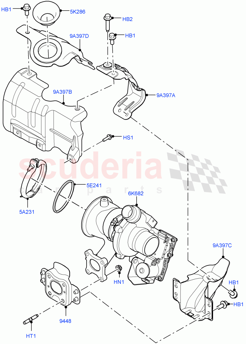 Turbocharger(1.5L AJ20P3 Petrol High PHEV,Changsu (China),1.5L AJ20P3 Petrol High) of Land Rover Land Rover Discovery Sport (2015+) [1.5 I3 Turbo Petrol AJ20P3]