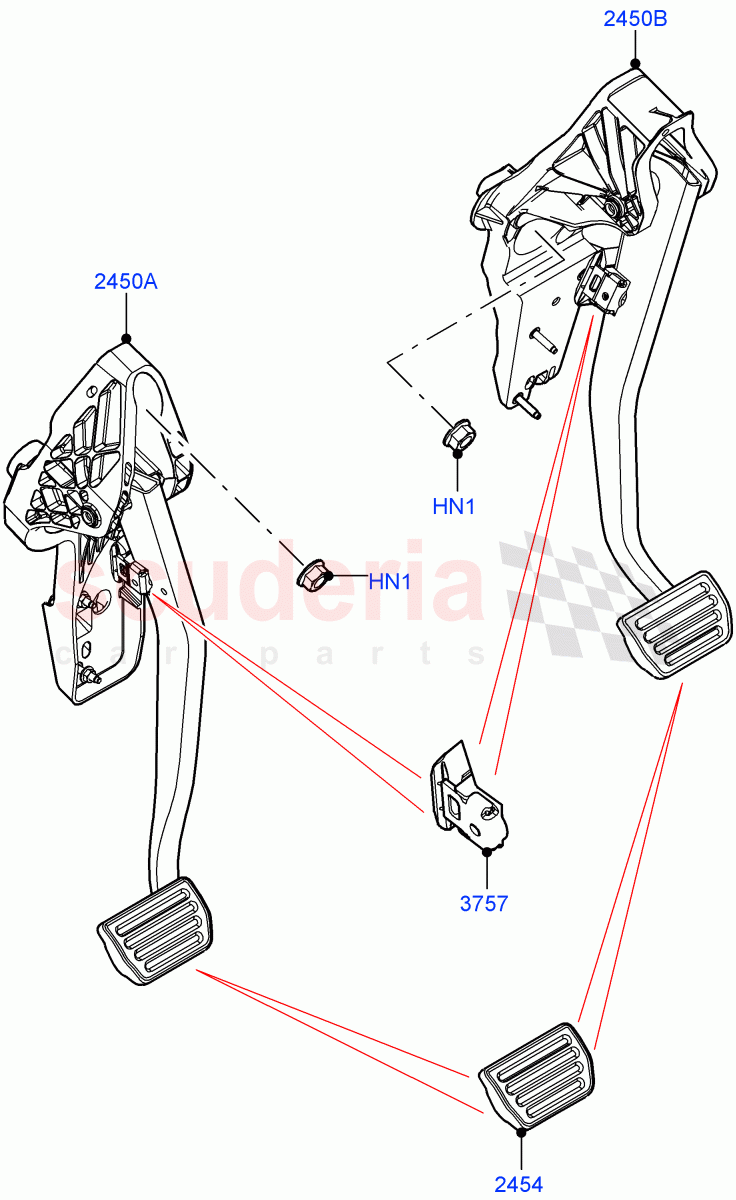 Brake And Clutch Controls(9 Speed Auto Trans 9HP50,Halewood (UK))((V)FROMMH000001) of Land Rover Land Rover Range Rover Evoque (2019+) [2.0 Turbo Diesel AJ21D4]