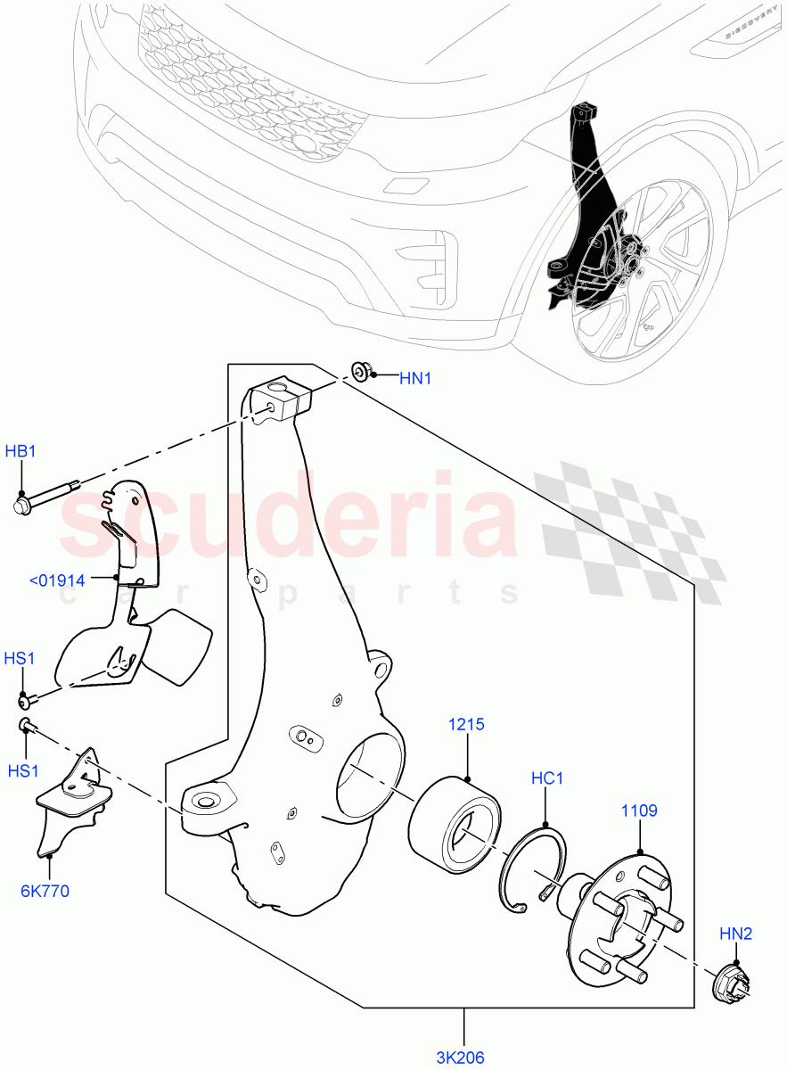 Front Knuckle And Hub (Solihull Plant Build) ((V) FROMHA000001) of Land Rover Land Rover Discovery 5 (2017+) [3.0 Diesel 24V DOHC TC]