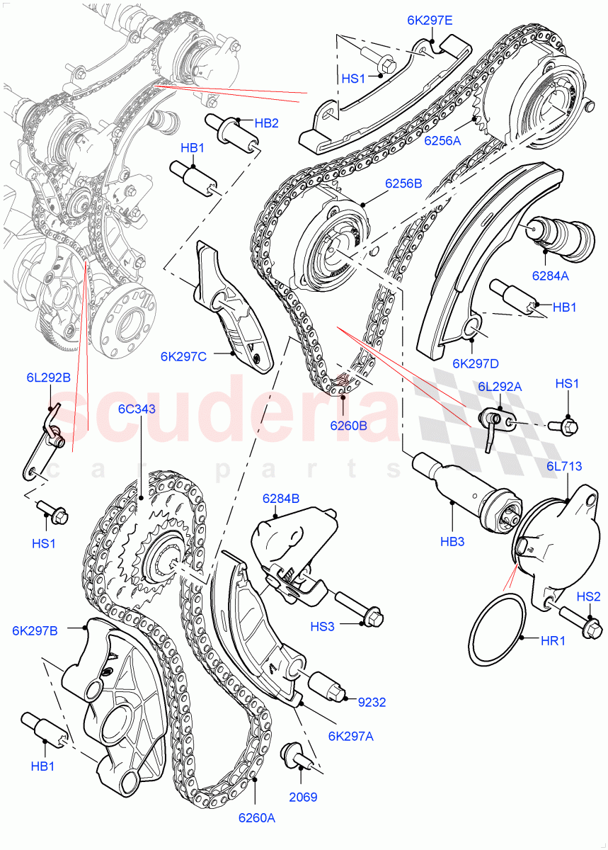 Timing Gear (Solihull Plant Build) (2.0L AJ200P Hi PHEV, 2.0L I4 High DOHC AJ200 Petrol, 2.0L I4 Mid DOHC AJ200 Petrol) ((V) FROMHA000001) of Land Rover Land Rover Range Rover Velar (2017+) [2.0 Turbo Petrol AJ200P]