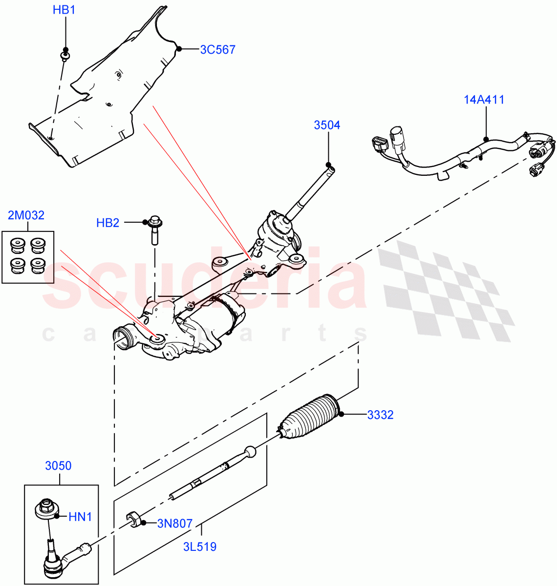 Steering Gear (Halewood (UK)) ((V) FROMLH000001) of Land Rover Land Rover Discovery Sport (2015+) [2.0 Turbo Petrol AJ200P]