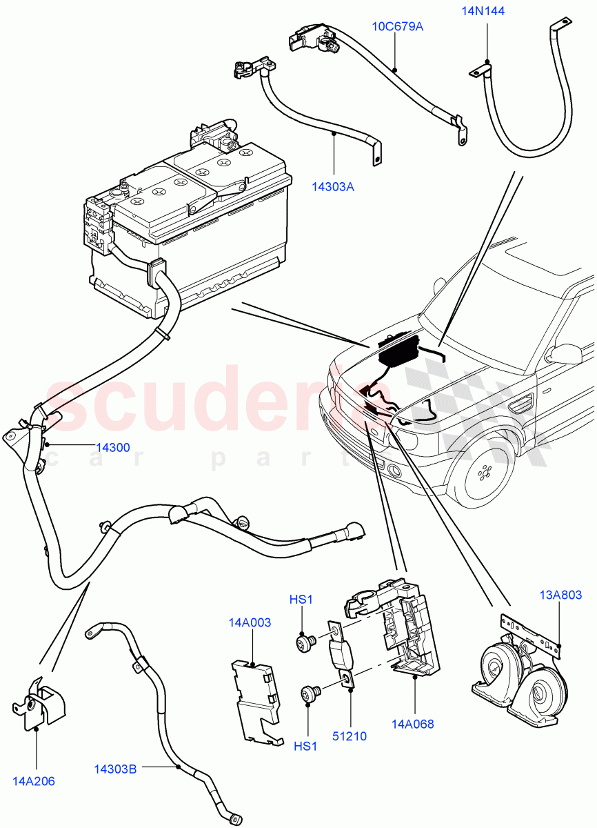 Battery Cables And Horn ((V) FROMAA000001) of Land Rover Land Rover Range Rover Sport (2010-2013) [5.0 OHC SGDI SC V8 Petrol]