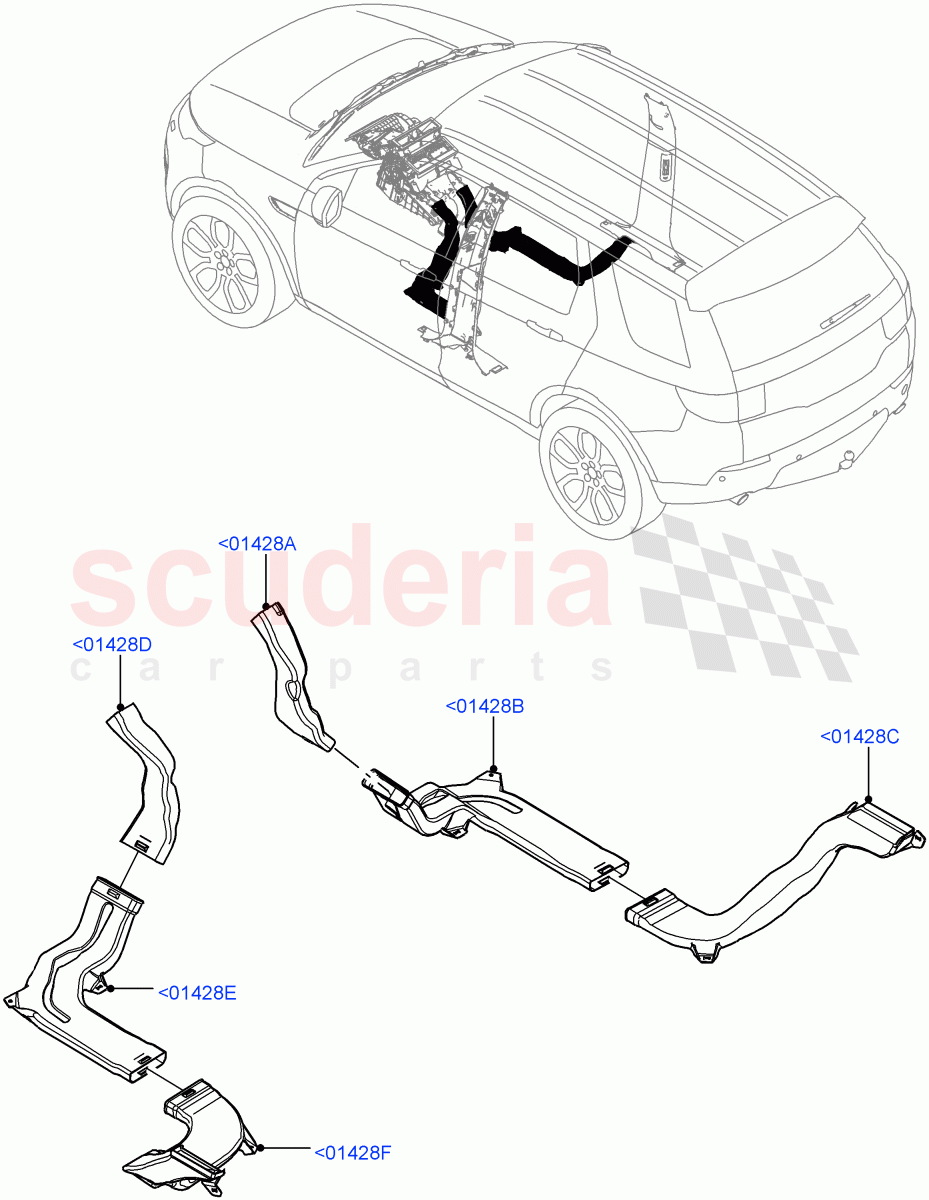 Air Vents, Louvres And Ducts (Internal Components) (Itatiaia (Brazil), With Rear Duct / B-Pillar) ((V) FROMGT000001) of Land Rover Land Rover Discovery Sport (2015+) [2.2 Single Turbo Diesel]