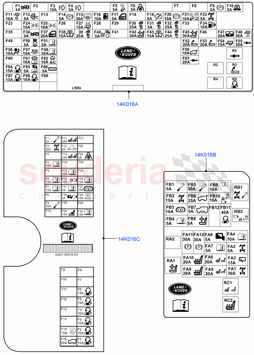 Labels (Fuse Identification) (Halewood (UK)) of Land Rover Land Rover Range Rover Evoque (2012-2018) [2.0 Turbo Diesel]