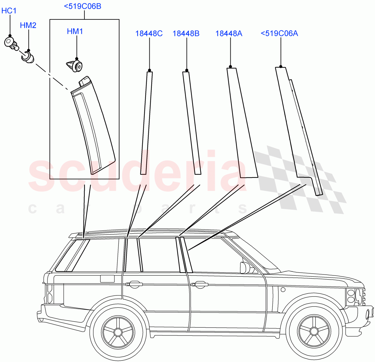 Rear Doors, Hinges & Weatherstrips (Finishers) (Less Armoured) ((V) FROMAA000001) of Land Rover Land Rover Range Rover (2010-2012) [4.4 DOHC Diesel V8 DITC]