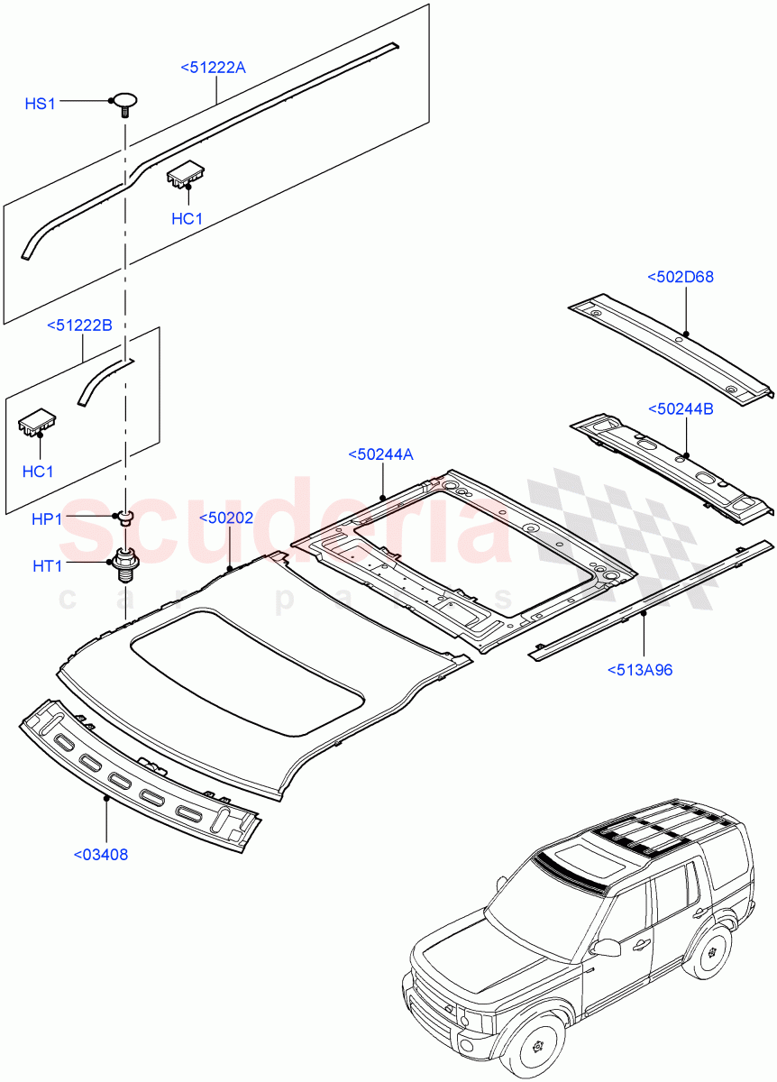 Roof - Sheet Metal(Power Tilt/Slide Sun Roof)((V)FROMAA000001) of Land Rover Land Rover Discovery 4 (2010-2016) [5.0 OHC SGDI NA V8 Petrol]