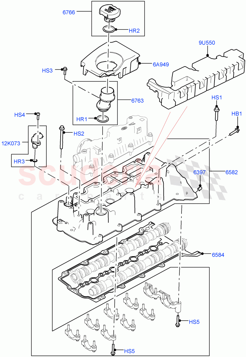 Cylinder Head Cover (Solihull Plant Build) (2.0L I4 DSL HIGH DOHC AJ200, 2.0L I4 DSL MID DOHC AJ200) ((V) FROMHA000001) of Land Rover Land Rover Range Rover Sport (2014+) [2.0 Turbo Diesel]