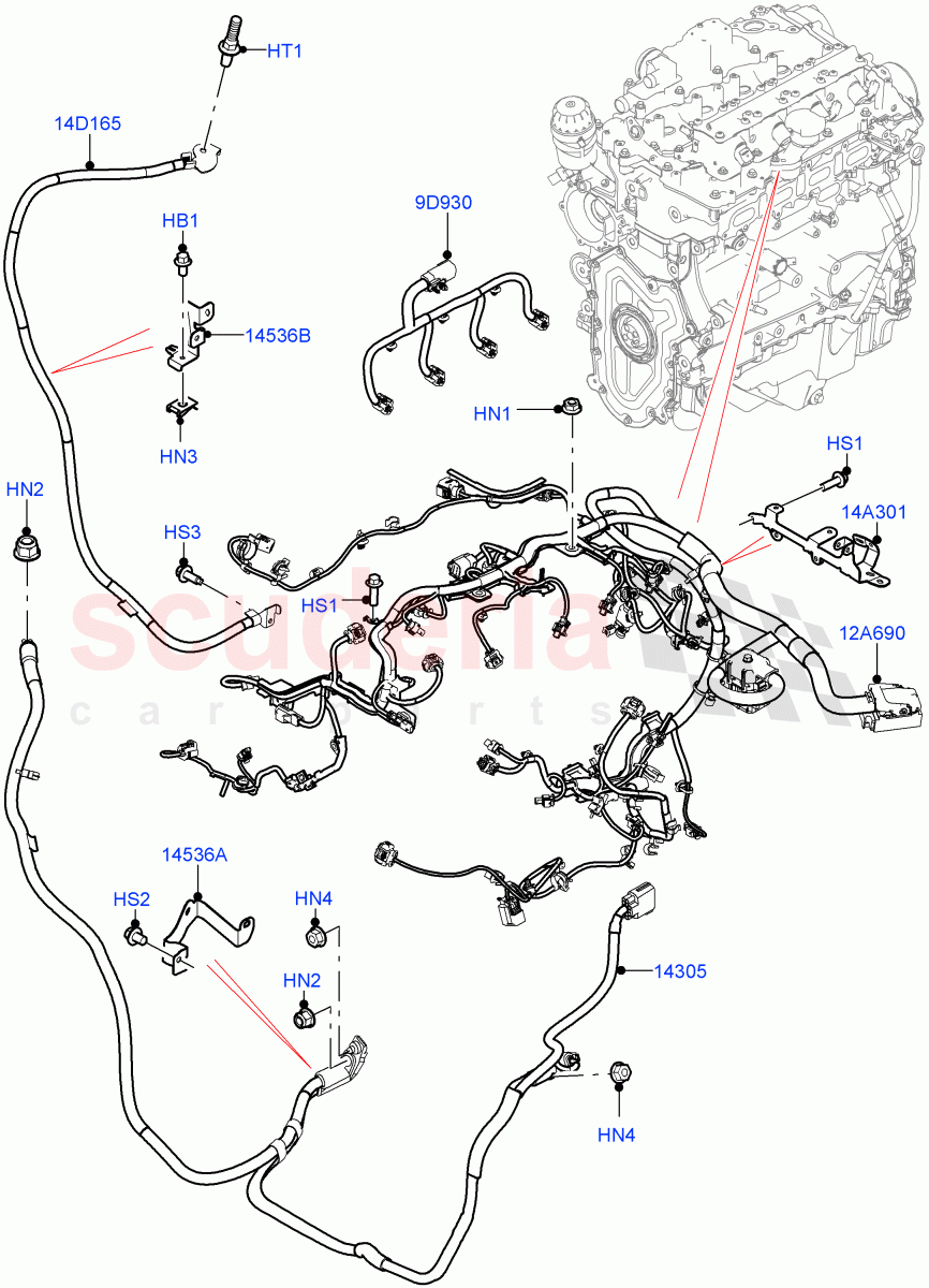 Engine Harness (2.0L AJ200P Hi PHEV) of Land Rover Land Rover Defender (2020+) [3.0 I6 Turbo Diesel AJ20D6]