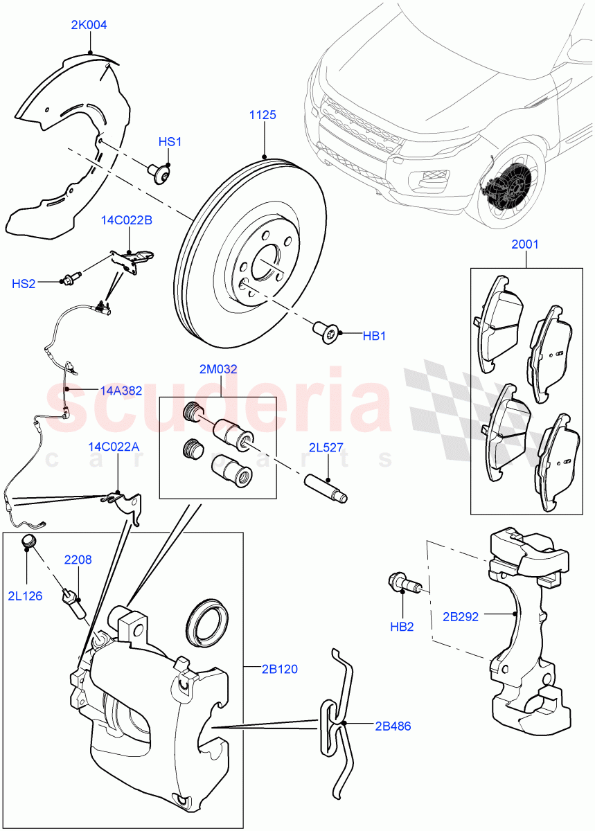 Front Brake Discs And Calipers (Changsu (China), Front Disc And Caliper Size 17) ((V) FROMGG134738) of Land Rover Land Rover Range Rover Evoque (2012-2018) [2.0 Turbo Diesel]