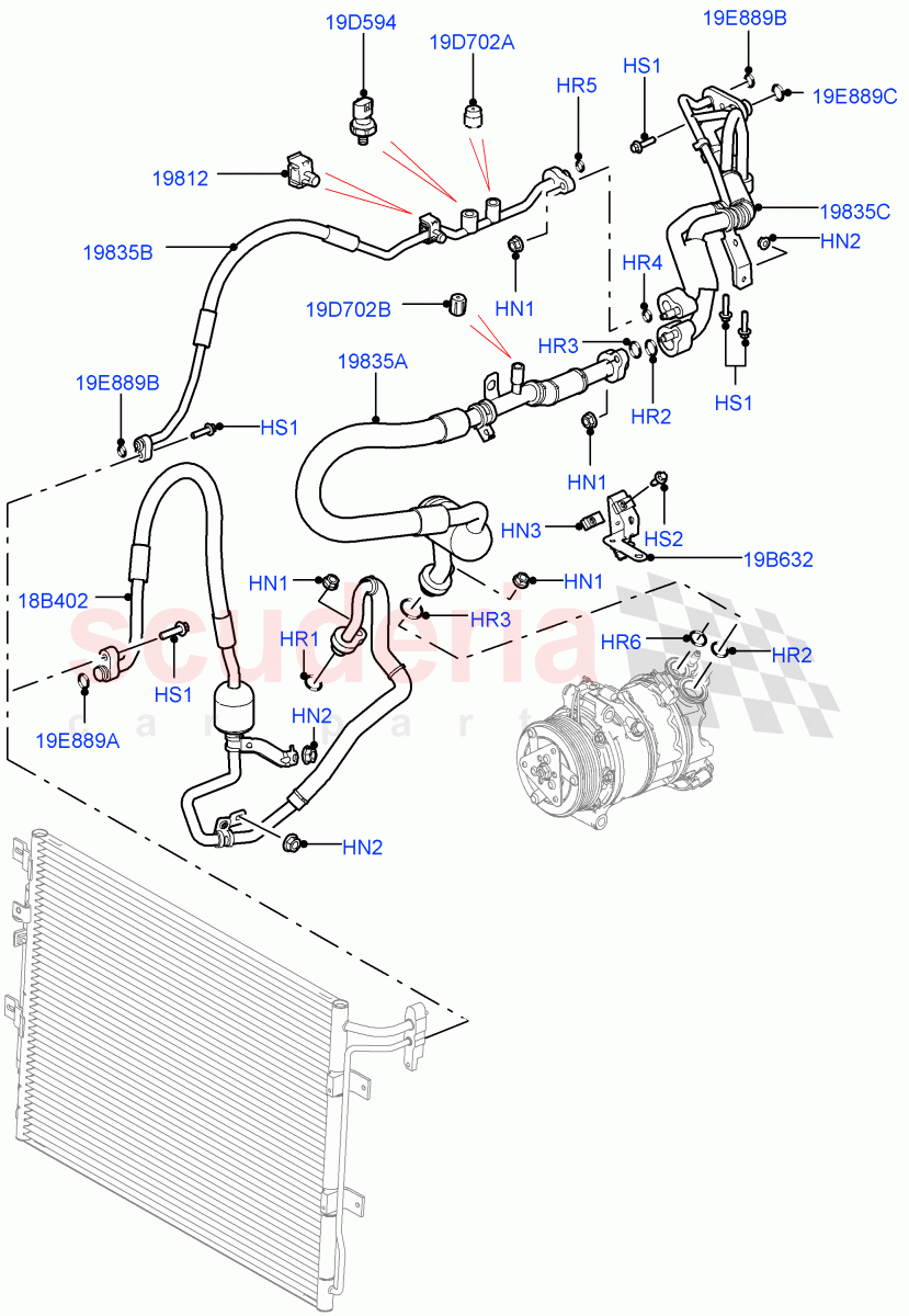 Air Conditioning System(Front)(3.0 V6 Diesel)((V)FROMAA000001,(V)TODA999999) of Land Rover Land Rover Discovery 4 (2010-2016) [3.0 DOHC GDI SC V6 Petrol]