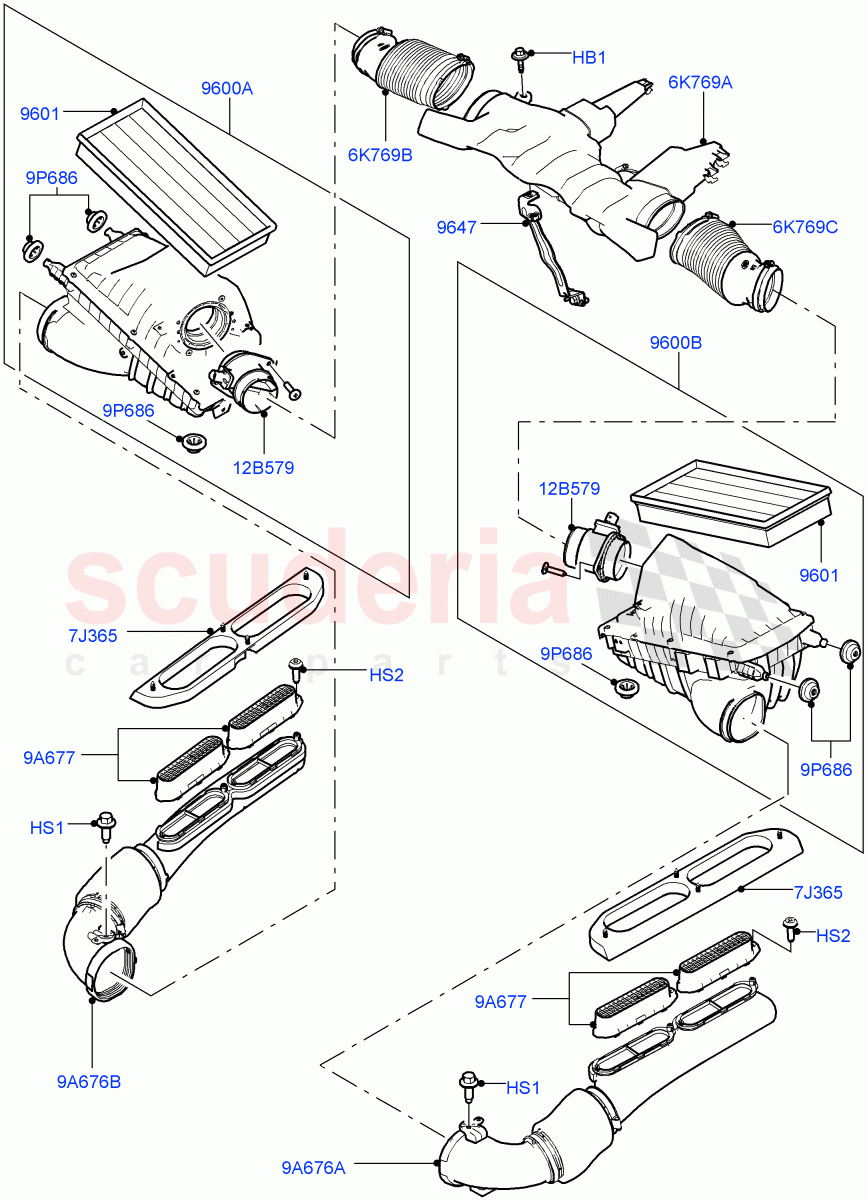 Air Cleaner(3.0L DOHC GDI SC V6 PETROL) of Land Rover Land Rover Range Rover Sport (2014+) [3.0 DOHC GDI SC V6 Petrol]