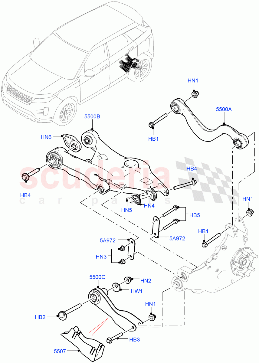 Rear Suspension Arms(Changsu (China)) of Land Rover Land Rover Range Rover Evoque (2019+) [2.0 Turbo Petrol AJ200P]