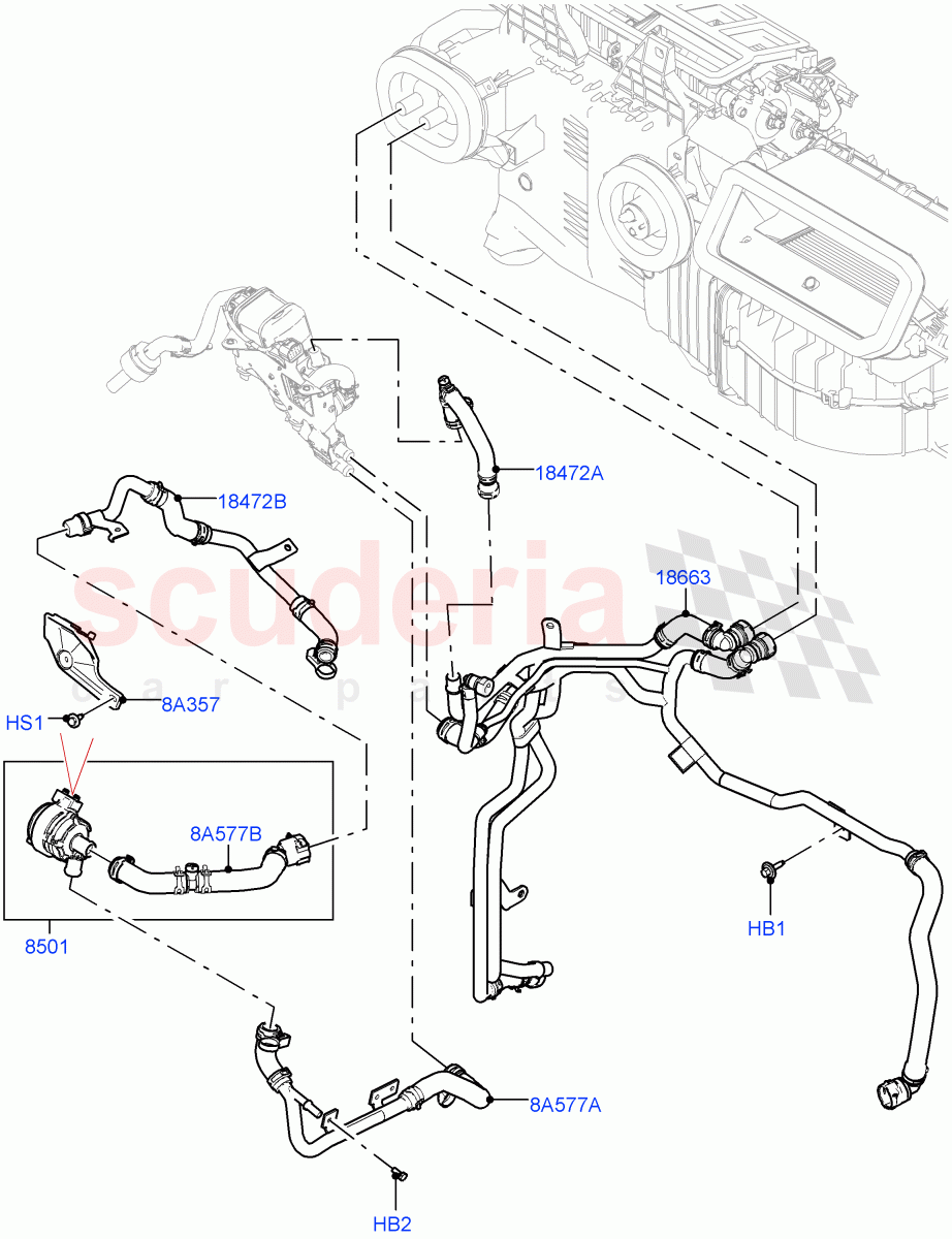 Heater Hoses(Front)(3.0L AJ20P6 Petrol High,Fuel Fired Heater With Park Heat,Premium Air Conditioning-Front/Rear,Fuel Heater W/Pk Heat With Remote)((V)FROMKA000001) of Land Rover Land Rover Range Rover Sport (2014+) [5.0 OHC SGDI SC V8 Petrol]