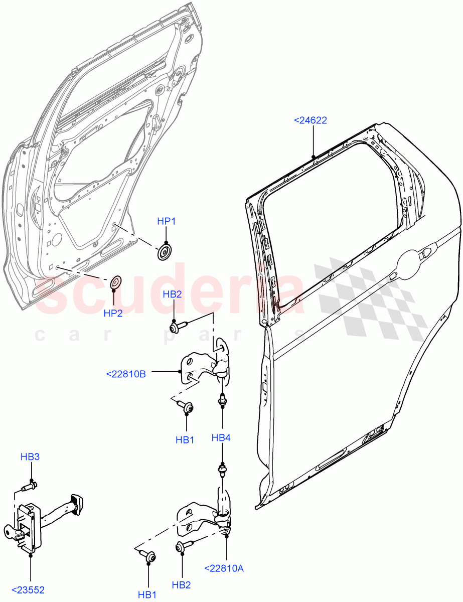 Rear Doors, Hinges & Weatherstrips (Door And Fixings) (Changsu (China)) ((V) FROMFG000001) of Land Rover Land Rover Discovery Sport (2015+) [1.5 I3 Turbo Petrol AJ20P3]