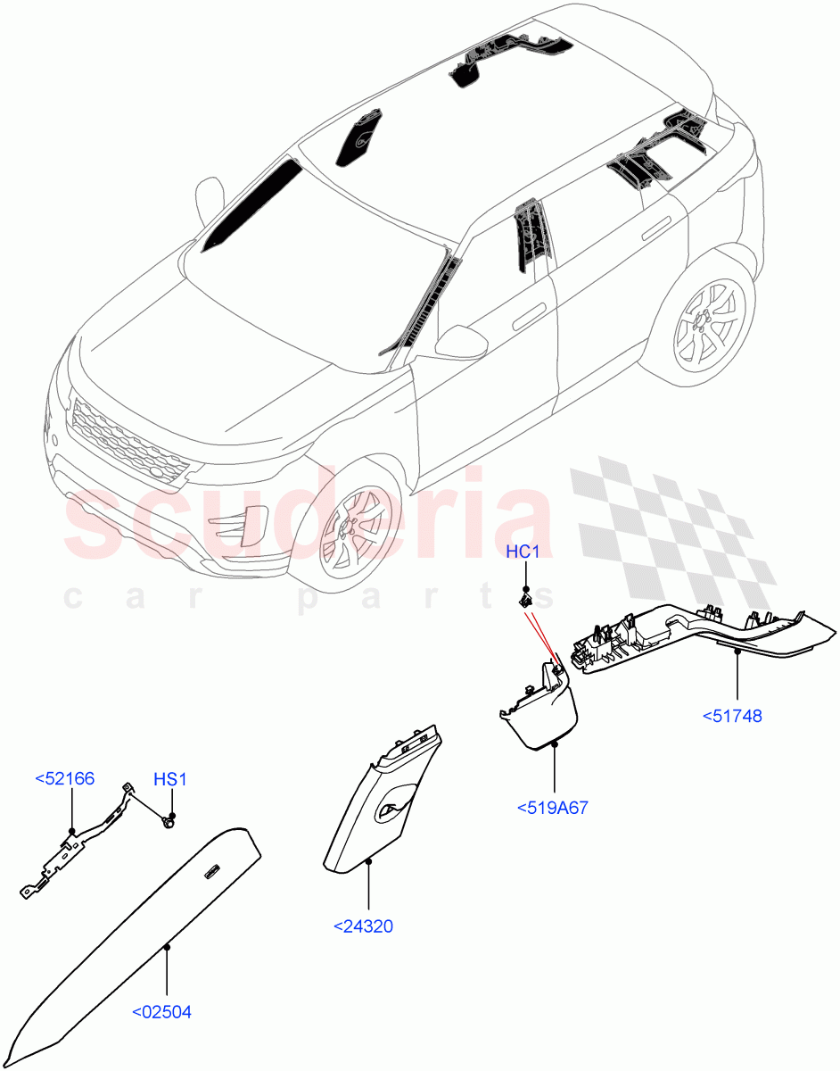 Side Trim(Upper)(Changsu (China)) of Land Rover Land Rover Range Rover Evoque (2019+) [2.0 Turbo Petrol AJ200P]