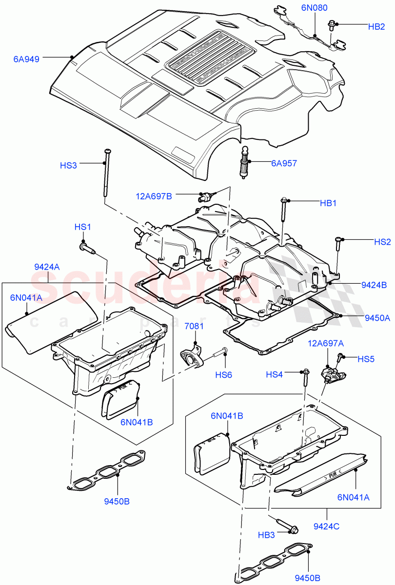 Inlet Manifold (Nitra Plant Build, Manifolds, Intercooler And Cover) (3.0L DOHC GDI SC V6 PETROL) ((V) FROMK2000001) of Land Rover Land Rover Discovery 5 (2017+) [3.0 DOHC GDI SC V6 Petrol]