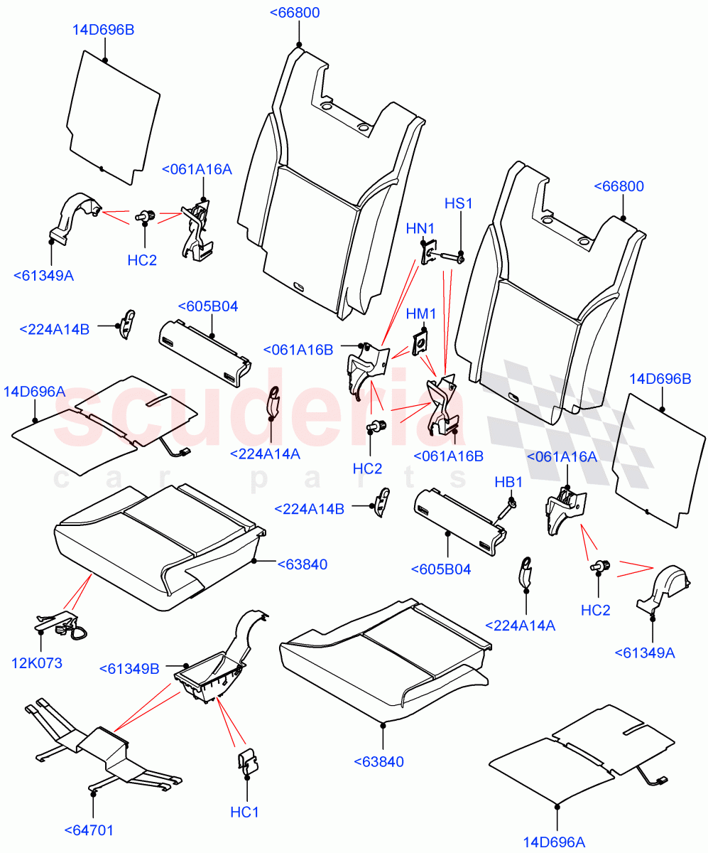Rear Seat Pads/Valances & Heating (Row 3, Nitra Plant Build) (Version - Core, With 3rd Row Double Seat, With 7 Seat Configuration, With Third Row Power Folding Seat, Version - R-Dynamic) ((V) FROMK2000001) of Land Rover Land Rover Discovery 5 (2017+) [3.0 I6 Turbo Diesel AJ20D6]