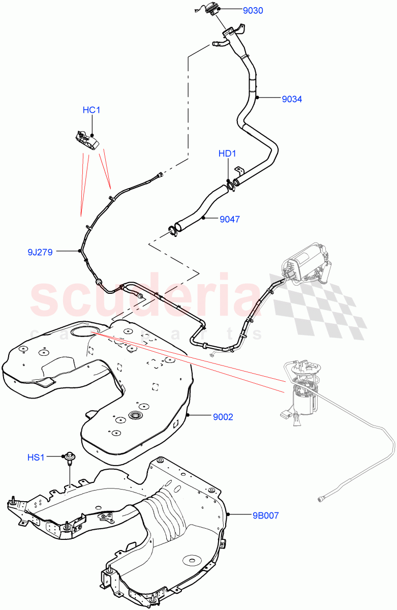 Fuel Tank & Related Parts(Nitra Plant Build)(3.0L AJ20P6 Petrol High,Short Wheelbase) of Land Rover Land Rover Defender (2020+) [3.0 I6 Turbo Petrol AJ20P6]