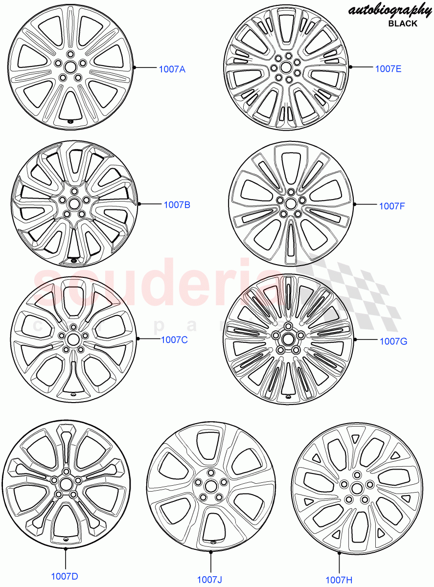 Wheels (Autobiography Black / SV Autobiography) (Limited Package, Less Version Package) ((V) FROMEA000001) of Land Rover Land Rover Range Rover (2012-2021) [3.0 I6 Turbo Diesel AJ20D6]