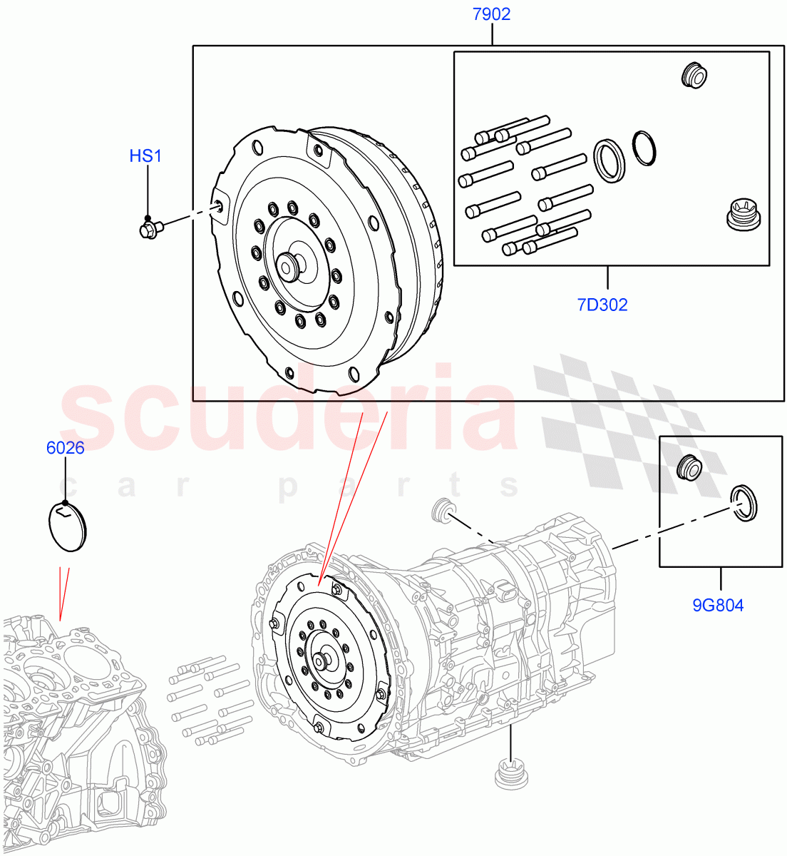 Converter(Nitra Plant Build)(3.0 V6 Diesel,8 Speed Auto Trans ZF 8HP70 4WD)((V)FROMK2000001) of Land Rover Land Rover Discovery 5 (2017+) [2.0 Turbo Diesel]