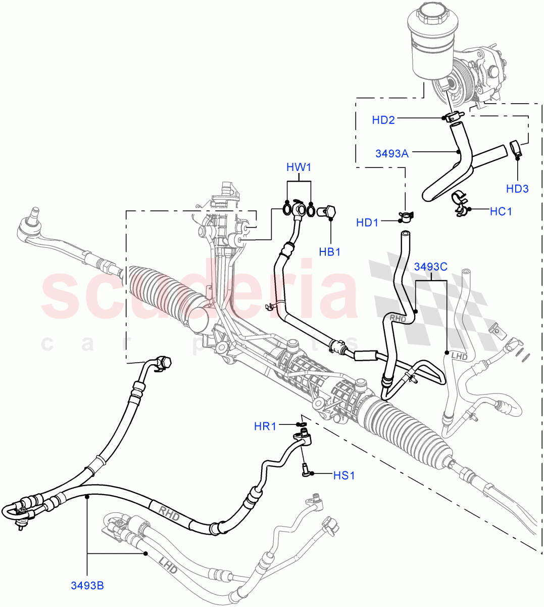 Supply & Return Hoses - Power Strg(4.4L DOHC DITC V8 Diesel)((V)FROMBA000001) of Land Rover Land Rover Range Rover (2010-2012) [3.6 V8 32V DOHC EFI Diesel]