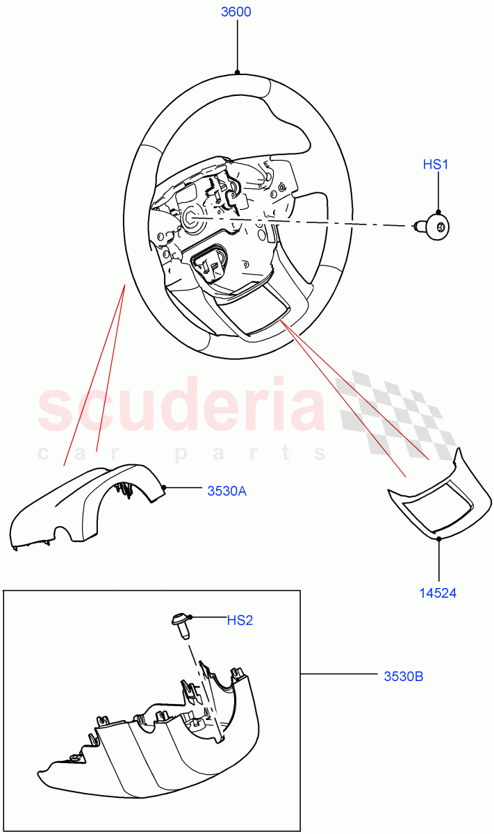 Steering Wheel (Changsu (China)) ((V) TOMG575834) of Land Rover Land Rover Range Rover Evoque (2019+) [2.0 Turbo Diesel AJ21D4]