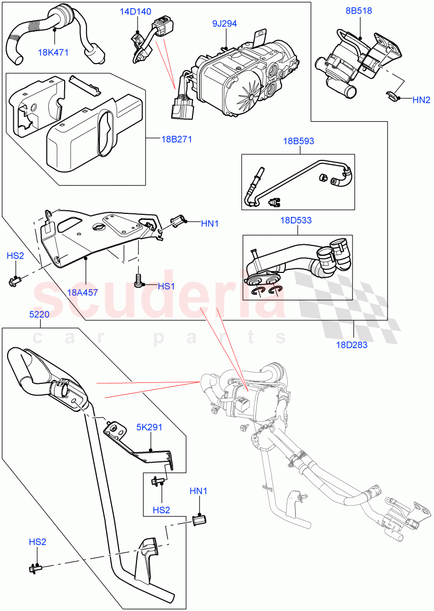 Auxiliary Fuel Fired Pre-Heater (Heater Components, External Components) (Halewood (UK), Fuel Heater W/Pk Heat With Remote, Fuel Heater W/Pk Heat Less Remote, With Fuel Fired Heater, Fuel Fired Heater With Park Heat) ((V) TOKH999999) of Land Rover Land Rover Discovery Sport (2015+) [2.0 Turbo Petrol GTDI]