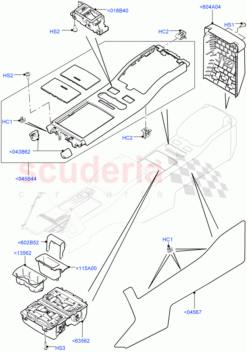 Console - Floor(Rear, External Components, For Carrier Assy)(With 40/40 Split Individual Rr Seat) of Land Rover Land Rover Range Rover (2012-2021) [5.0 OHC SGDI SC V8 Petrol]