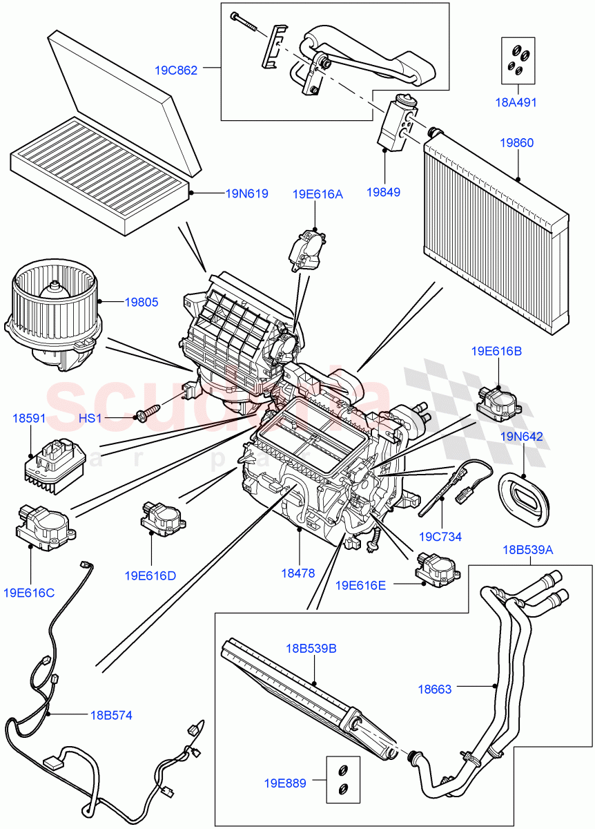 Heater/Air Cond.Internal Components ((V) TO9A999999) of Land Rover Land Rover Range Rover Sport (2005-2009) [4.4 AJ Petrol V8]