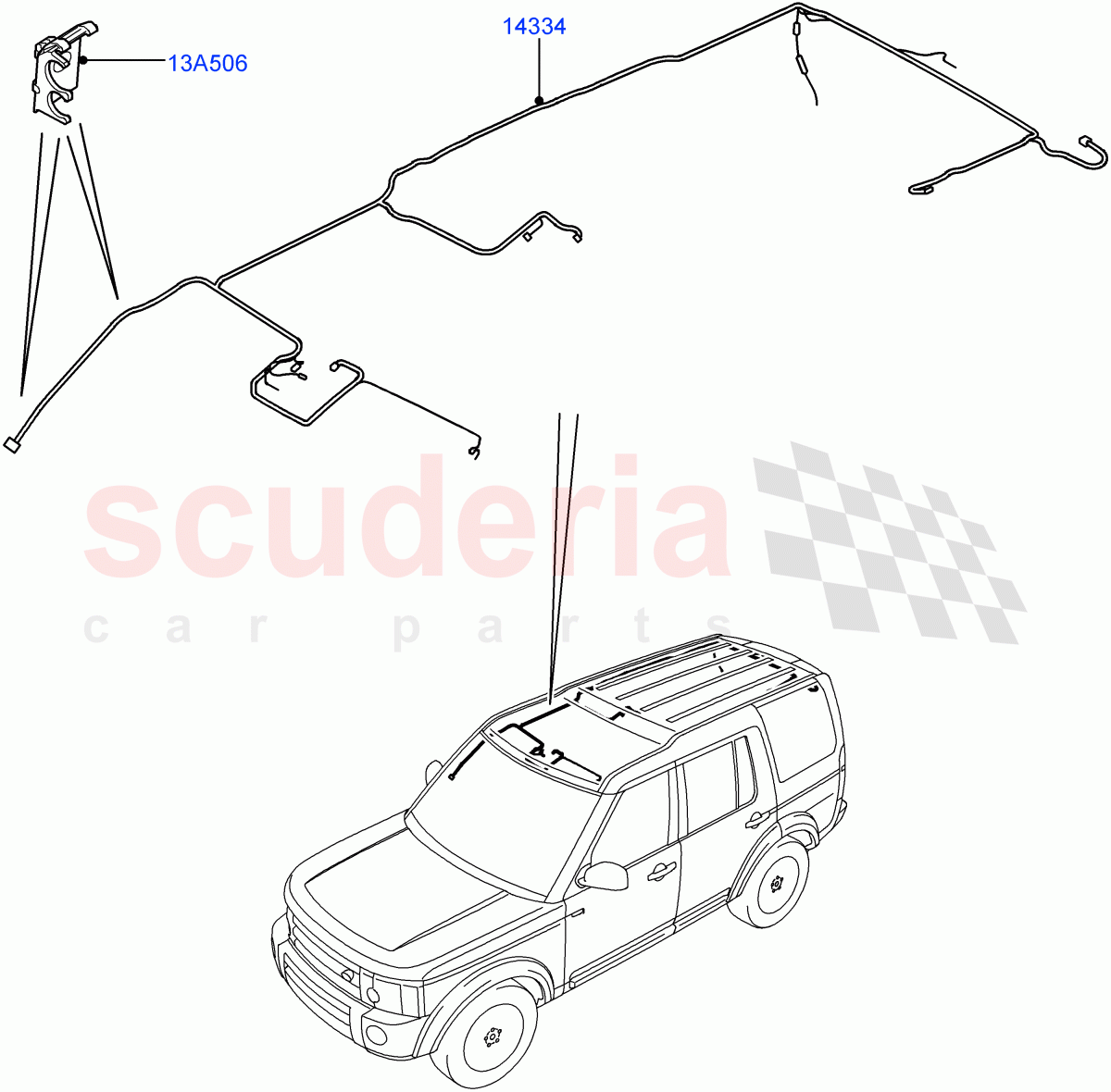 Electrical Wiring - Body And Rear (Roof) (With 2 Seat Configuration) ((V) FROMAA000001) of Land Rover Land Rover Discovery 4 (2010-2016) [2.7 Diesel V6]