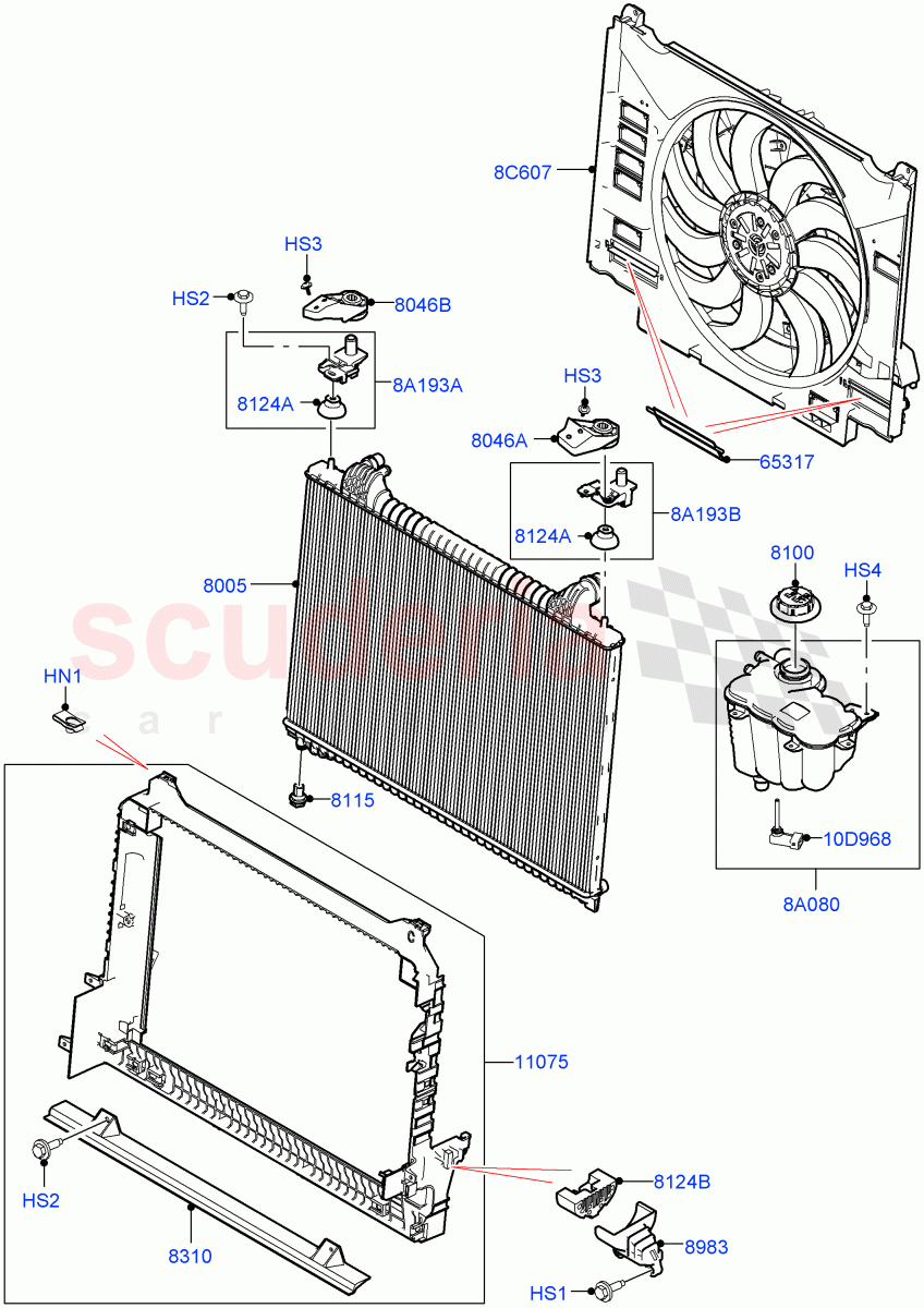 Radiator/Coolant Overflow Container (5.0L P AJ133 DOHC CDA S/C Enhanced) ((V) FROMKA000001) of Land Rover Land Rover Range Rover Velar (2017+) [5.0 OHC SGDI SC V8 Petrol]