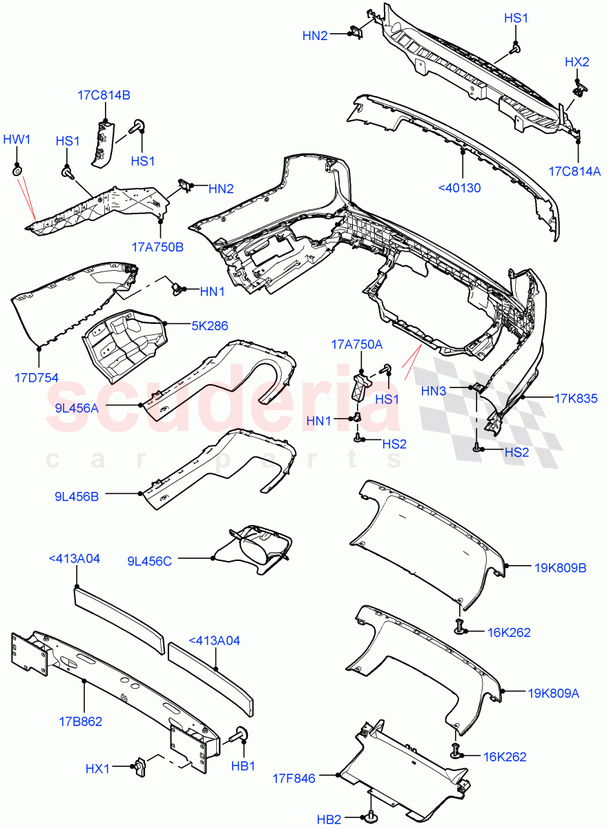 Rear Bumper(Version - Core,Non SVR)((V)FROMJA000001) of Land Rover Land Rover Range Rover Sport (2014+) [2.0 Turbo Diesel]