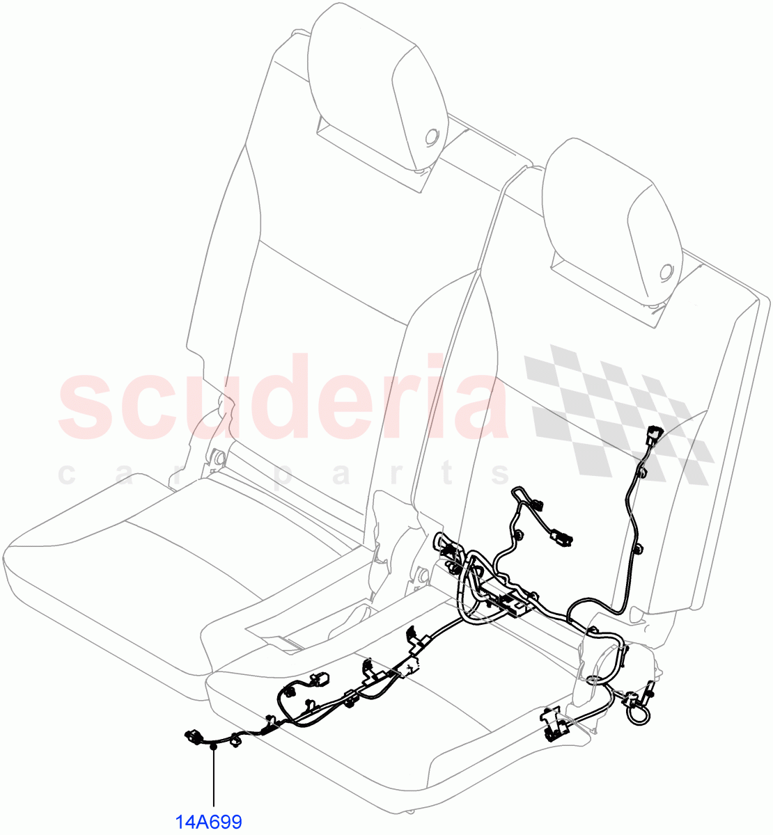 Wiring - Seats (3rd Row, Rear Seats, Nitra Plant Build) (With 7 Seat Configuration) ((V) FROMK2000001) of Land Rover Land Rover Discovery 5 (2017+) [3.0 DOHC GDI SC V6 Petrol]