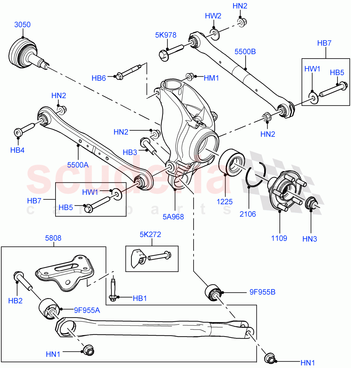 Rear Knuckle And Suspension Arms (Halewood (UK)) of Land Rover Land Rover Range Rover Evoque (2012-2018) [2.2 Single Turbo Diesel]