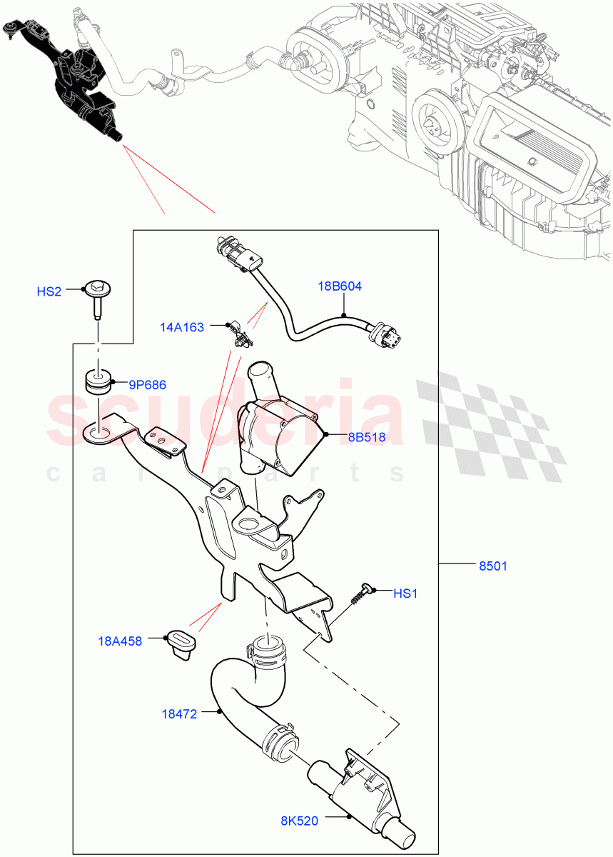 Auxiliary Circulation Coolant Pump (3.0L DOHC GDI SC V6 PETROL, Electric Auxiliary Coolant Pump, 5.0L P AJ133 DOHC CDA S/C Enhanced, 3.0 V6 D Low MT ROW, 5.0 Petrol AJ133 DOHC CDA) ((V) FROMJA000001) of Land Rover Land Rover Range Rover Sport (2014+) [3.0 Diesel 24V DOHC TC]