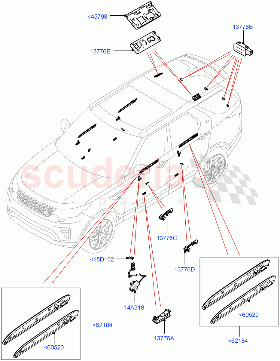 Interior Lamps (Door - Front/Rear, Nitra Plant Build) ((V) FROMK2000001) of Land Rover Land Rover Discovery 5 (2017+) [3.0 DOHC GDI SC V6 Petrol]