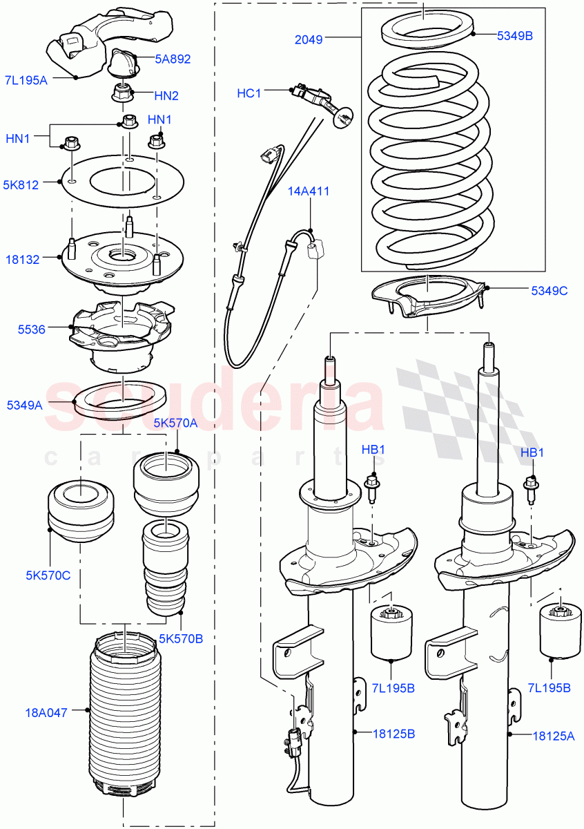 Rear Springs And Shock Absorbers (3 Door, Halewood (UK), 5 Door) of Land Rover Land Rover Range Rover Evoque (2012-2018) [2.2 Single Turbo Diesel]