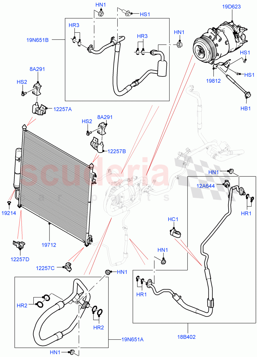 Air Conditioning Condensr/Compressr(Front)(5.0 Petrol AJ133 DOHC CDA)((V)FROMM2000001) of Land Rover Land Rover Defender (2020+) [3.0 I6 Turbo Petrol AJ20P6]