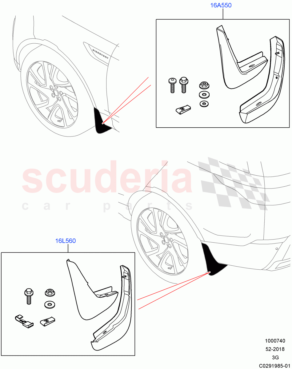 Mudflaps - Front & Rear(Halewood (UK)) of Land Rover Land Rover Range Rover Evoque (2019+) [2.0 Turbo Diesel AJ21D4]