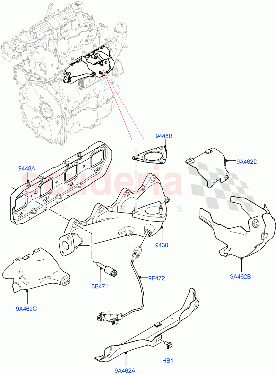 Exhaust Manifold (2.0L AJ20D4 Diesel LF PTA, Halewood (UK), 2.0L AJ20D4 Diesel Mid PTA) of Land Rover Land Rover Discovery Sport (2015+) [2.0 Turbo Diesel]