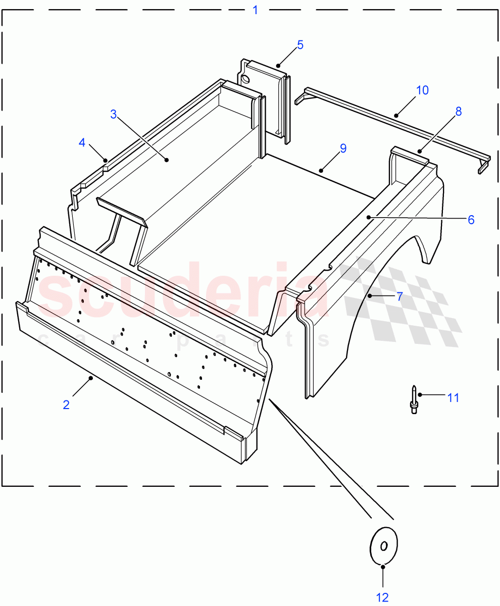 Rear Body Lower - With Bulkhead (90" Wheelbase, With Full Partition - Steel) ((V) FROM7A000001) of Land Rover Land Rover Defender (2007-2016)