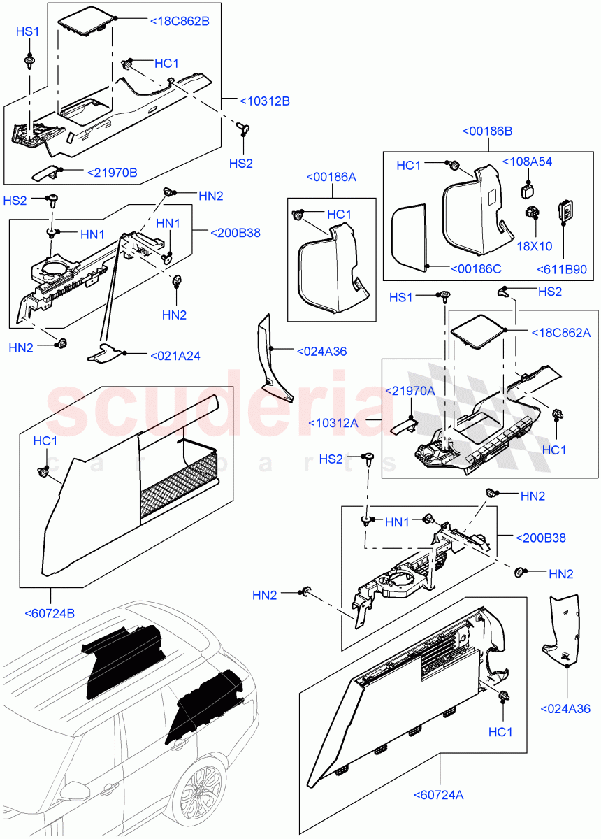 Side Trim(Luggage Compartment)(With 40/40 Split Individual Rr Seat) of Land Rover Land Rover Range Rover (2012-2021) [3.0 DOHC GDI SC V6 Petrol]