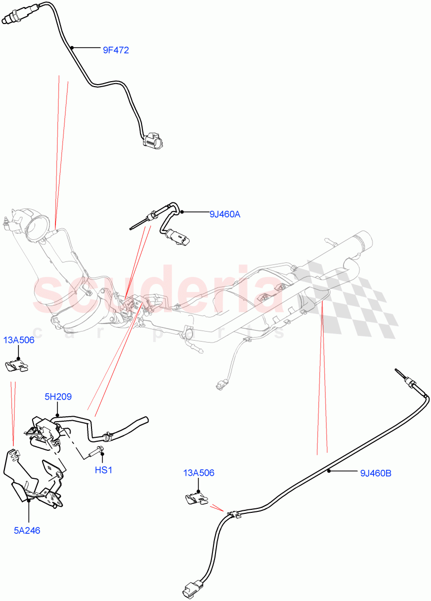 Exhaust System(Sensors)(2.0L I4 DSL MID DOHC AJ200,Itatiaia (Brazil),2.0L I4 DSL HIGH DOHC AJ200)((V)FROMGT000001) of Land Rover Land Rover Discovery Sport (2015+) [2.0 Turbo Diesel]