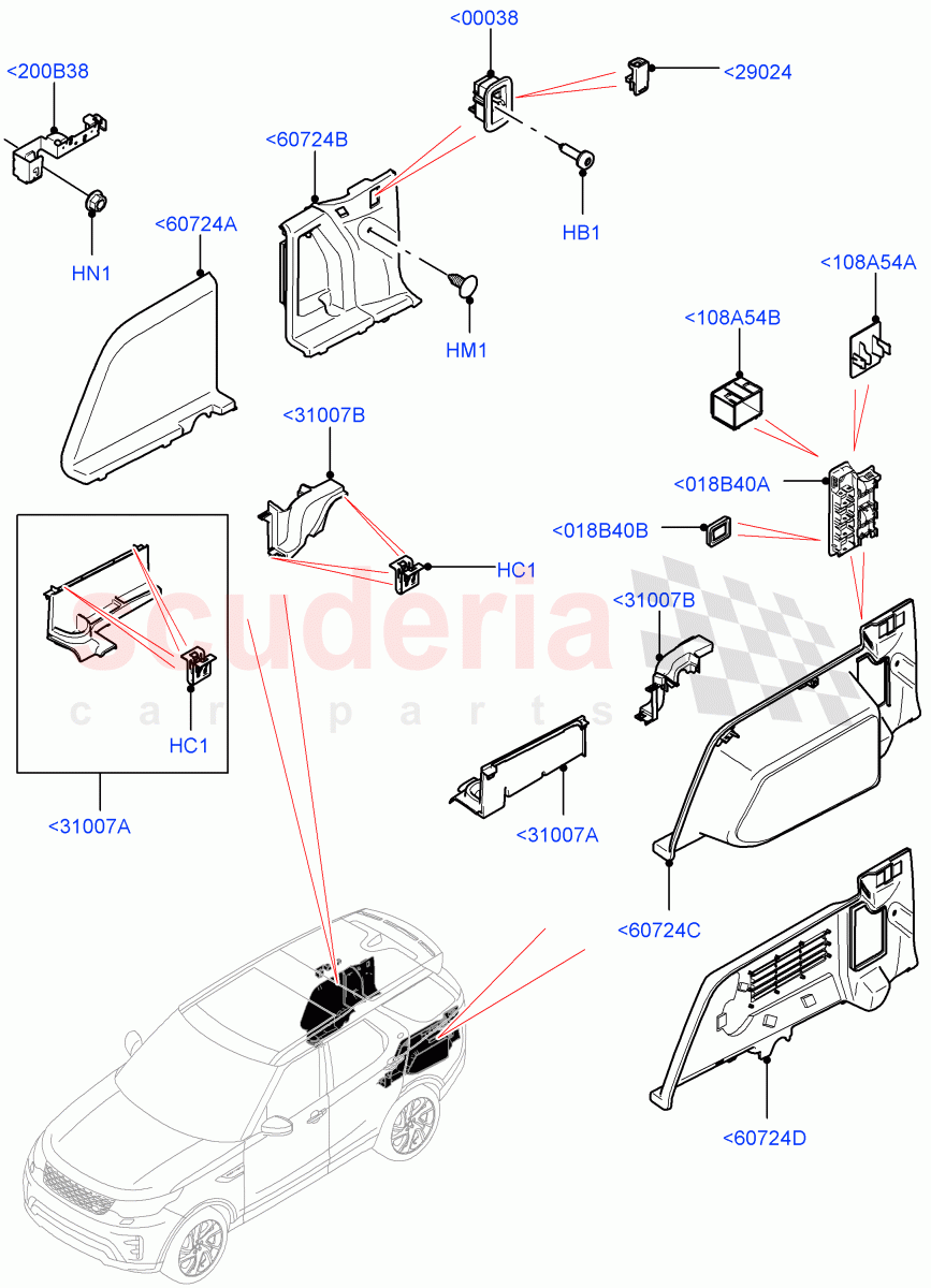 Side Trim(Luggage Compartment, Nitra Plant Build)((V)FROMK2000001) of Land Rover Land Rover Discovery 5 (2017+) [3.0 I6 Turbo Diesel AJ20D6]