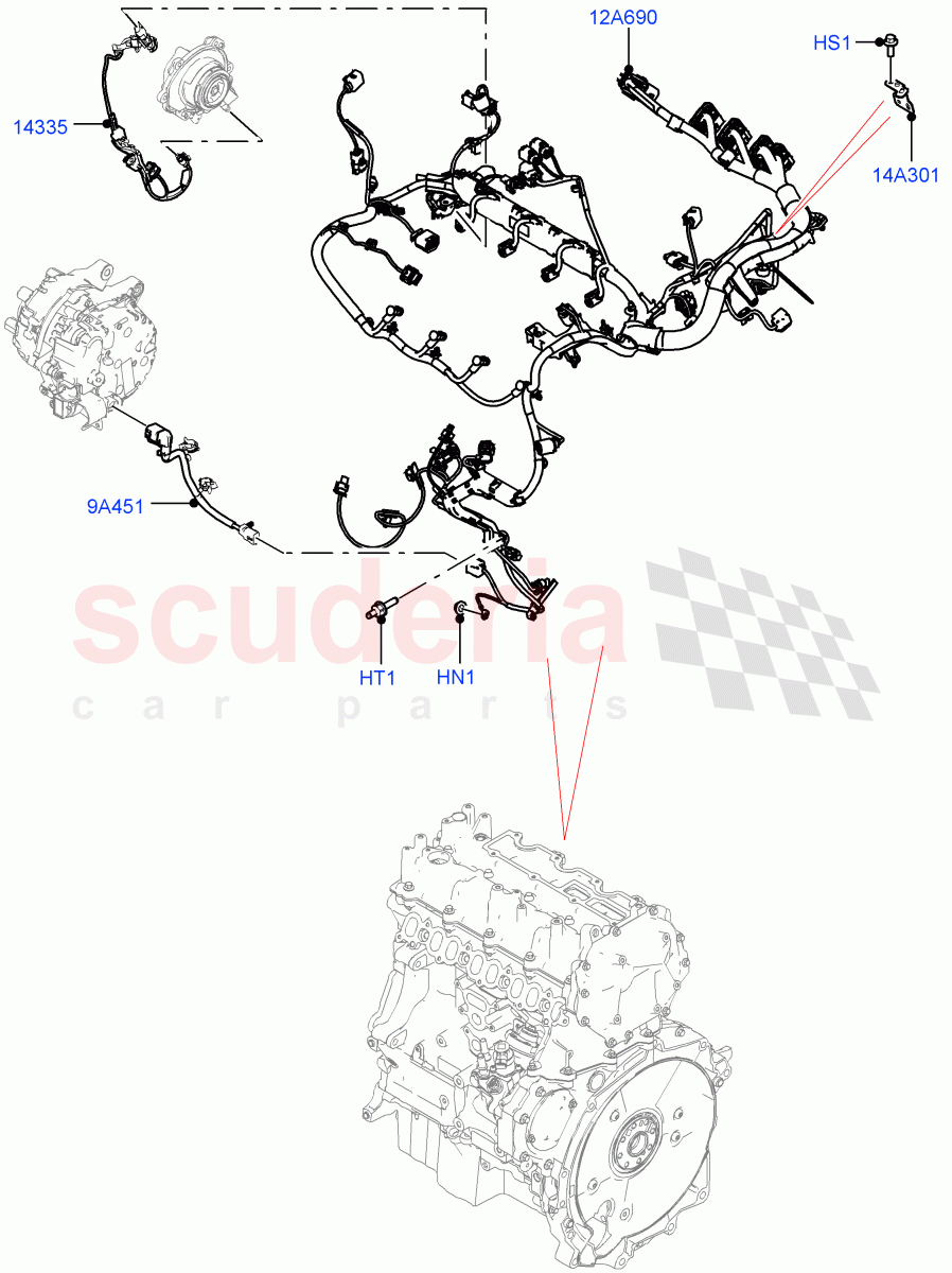 Engine Harness (2.0L AJ21D4 Diesel Mid, Itatiaia (Brazil)) of Land Rover Land Rover Range Rover Evoque (2019+) [2.0 Turbo Petrol AJ200P]